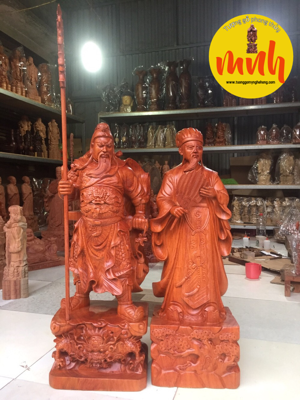 Tượng Quan Công Trấn Ải Đế Hổ Phù Gỗ Hương Cao 50cm